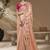 Peach embroidered viscose wedding saree with premium embroidered blouse fabric