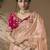 Peach embroidered viscose wedding saree with premium embroidered blouse fabric