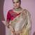 Gold embroidered viscose wedding saree with premium embroidered blouse fabric
