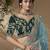 Sky blue embroidered viscose wedding saree with premium embroidered blouse fabric