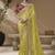 Lemon embroidered viscose wedding saree with premium embroidered blouse fabric