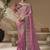 Pink embroidered viscose wedding saree with premium embroidered blouse fabric