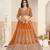 Orange Faux Georgette Embroidered Sequins Work Lehenga Choli Size Up To 48