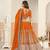 Orange Faux Georgette Embroidered Sequins Work Lehenga Choli Size Up To 48