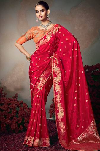 Rad chiniya silk heavy designer embroidered saree