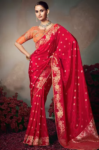 Rad chiniya silk heavy designer embroidered saree