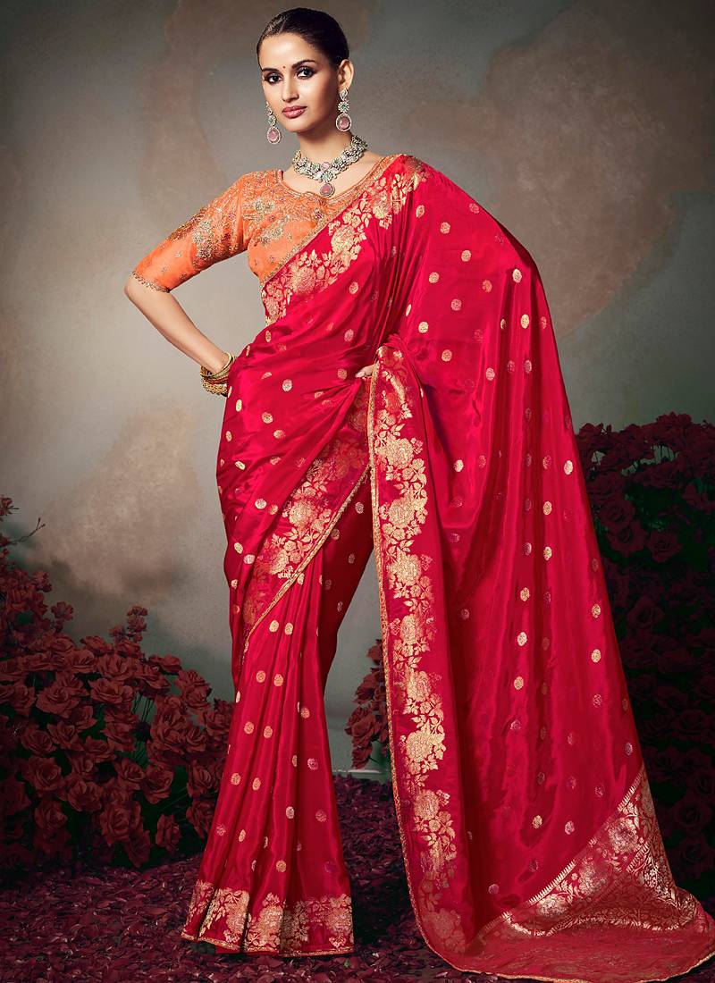 Rad chiniya silk heavy designer embroidered saree
