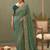 green silk embroidered designer saree
