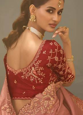 pink silk embroidered designer saree 4