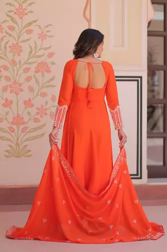 Fanta Star Georgette With Rich Sequins Coding Beads Embroidered work kurti with dupatta