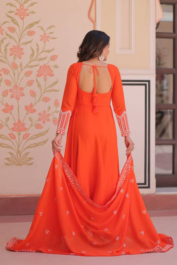 Fanta Star Georgette With Rich Sequins Coding  Beads Embroidered work kurti with dupatta