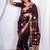 brown linen silk blend jamdani weaving border sarees