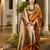 musturd khadi  silk blend hand painted sarees