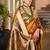 musturd khadi raw silk blend hand painted sarees