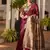 maroon khadi raw silk blend hand painted sarees