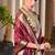 maroon khadi raw silk blend hand painted sarees