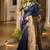 navy khadi raw silk blend hand painted sarees