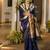 navy khadi raw silk blend hand painted sarees
