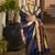 navy khadi raw silk blend hand painted sarees