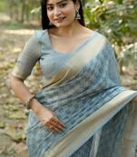 sky blue soft kalyani silk blend zari weaving checks sarees