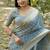 sky blue soft kalyani silk blend zari weaving checks sarees