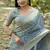 sky blue soft kalyani silk blend zari weaving checks sarees