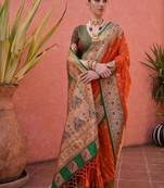 red and green banarasi silk traditional saree