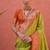 parrot green & orange banarasi silk blend weaving sarees