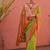 parrot green & orange banarasi silk blend weaving sarees