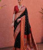 black banarasi zari border silk saree