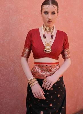 black banarasi zari border silk saree 2