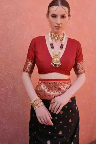 black banarasi zari border silk saree