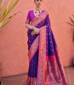 purple banarasi zari butti silk saree