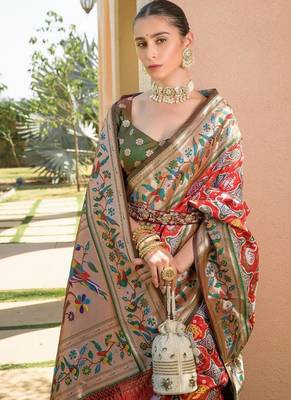 red banarasi paithani bridal saree 2