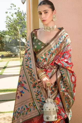 red banarasi paithani bridal saree