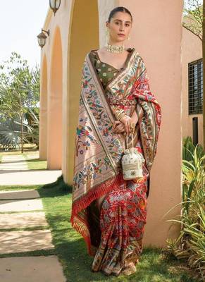 red banarasi paithani bridal saree 3