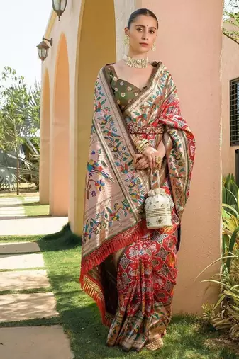 red banarasi paithani bridal saree