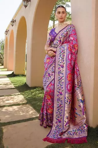 pink banarasi paithani festive saree
