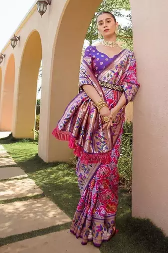 pink banarasi paithani festive saree