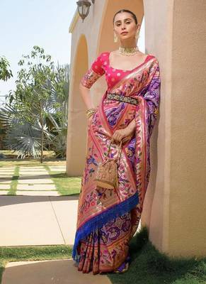blue paithani banarasi party wear saree 1