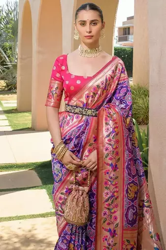 blue paithani banarasi party wear saree