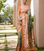 green banarasi kanjivaram weave saree