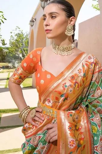 green banarasi kanjivaram weave saree
