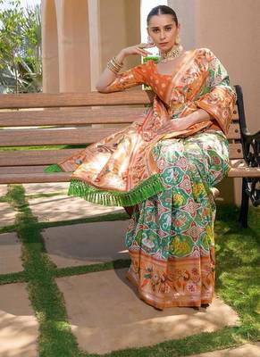 green banarasi kanjivaram weave saree 3