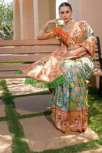 green banarasi kanjivaram weave saree