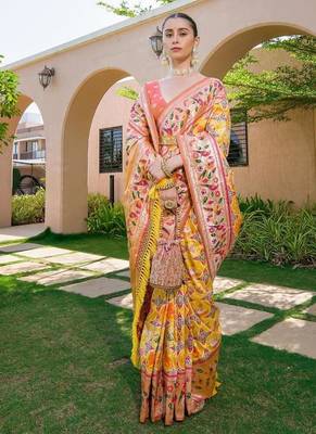 mustard banarasi paithani designer saree 2