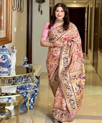 light pink banarasi paithani silk saree 3