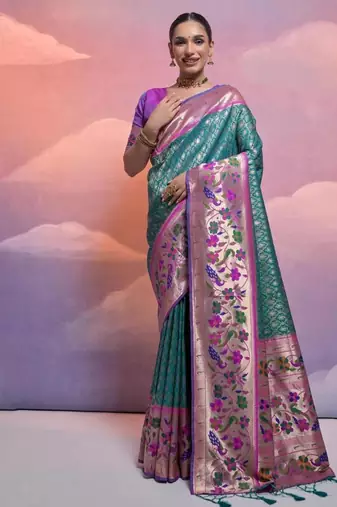 rama banarasi silk blend paithani kanjivaram weaving saree
