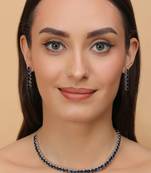 Silver Plated Blue Stone CZ Necklace 