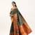 dark green faux banarasi pashmina weaving sarees